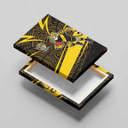 Richmond Tigers Australian Football Canvas Wall Art Powerful Tiger Mascot With Indigenous Pattern Art