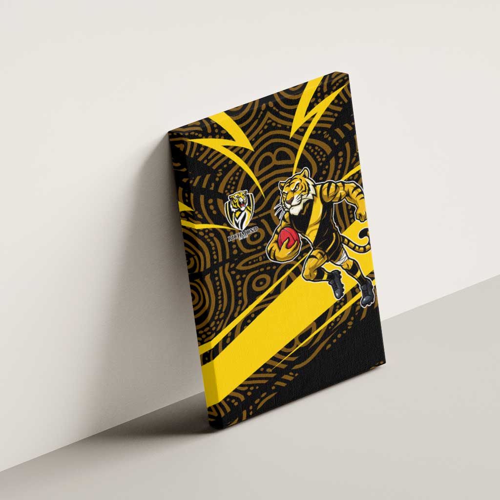 Richmond Tigers Australian Football Canvas Wall Art Powerful Tiger Mascot With Indigenous Pattern Art