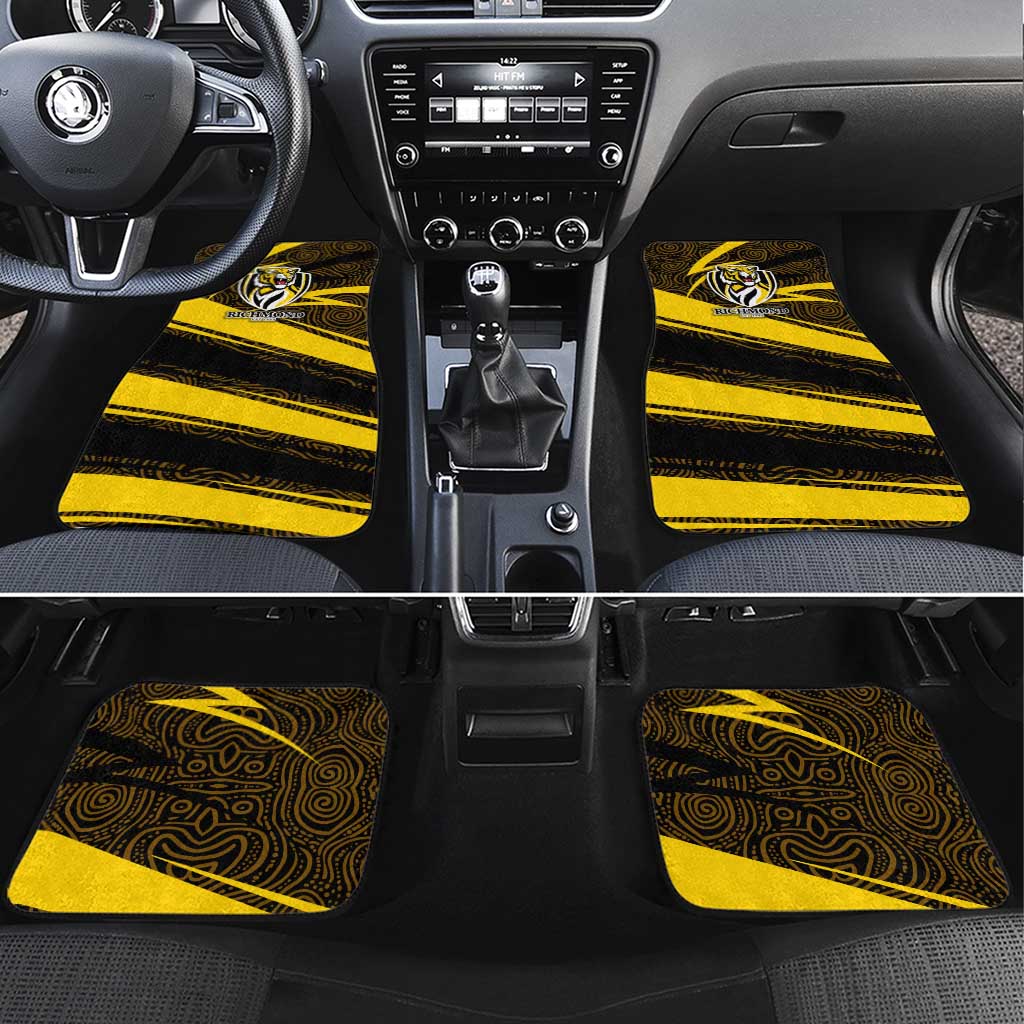 Richmond Tigers Australian Football Car Mats Powerful Tiger Mascot With Indigenous Pattern Art