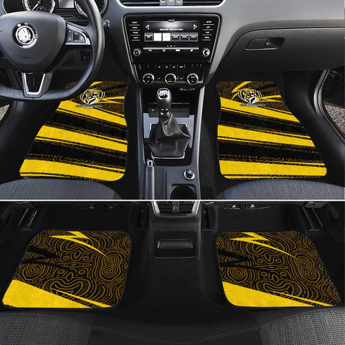 Richmond Tigers Australian Football Car Mats Powerful Tiger Mascot With Indigenous Pattern Art