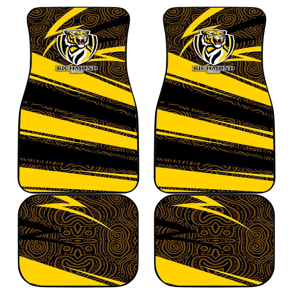 Richmond Tigers Australian Football Car Mats Powerful Tiger Mascot With Indigenous Pattern Art