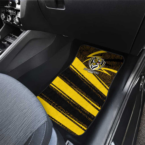 Richmond Tigers Australian Football Car Mats Powerful Tiger Mascot With Indigenous Pattern Art