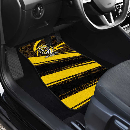 Richmond Tigers Australian Football Car Mats Powerful Tiger Mascot With Indigenous Pattern Art