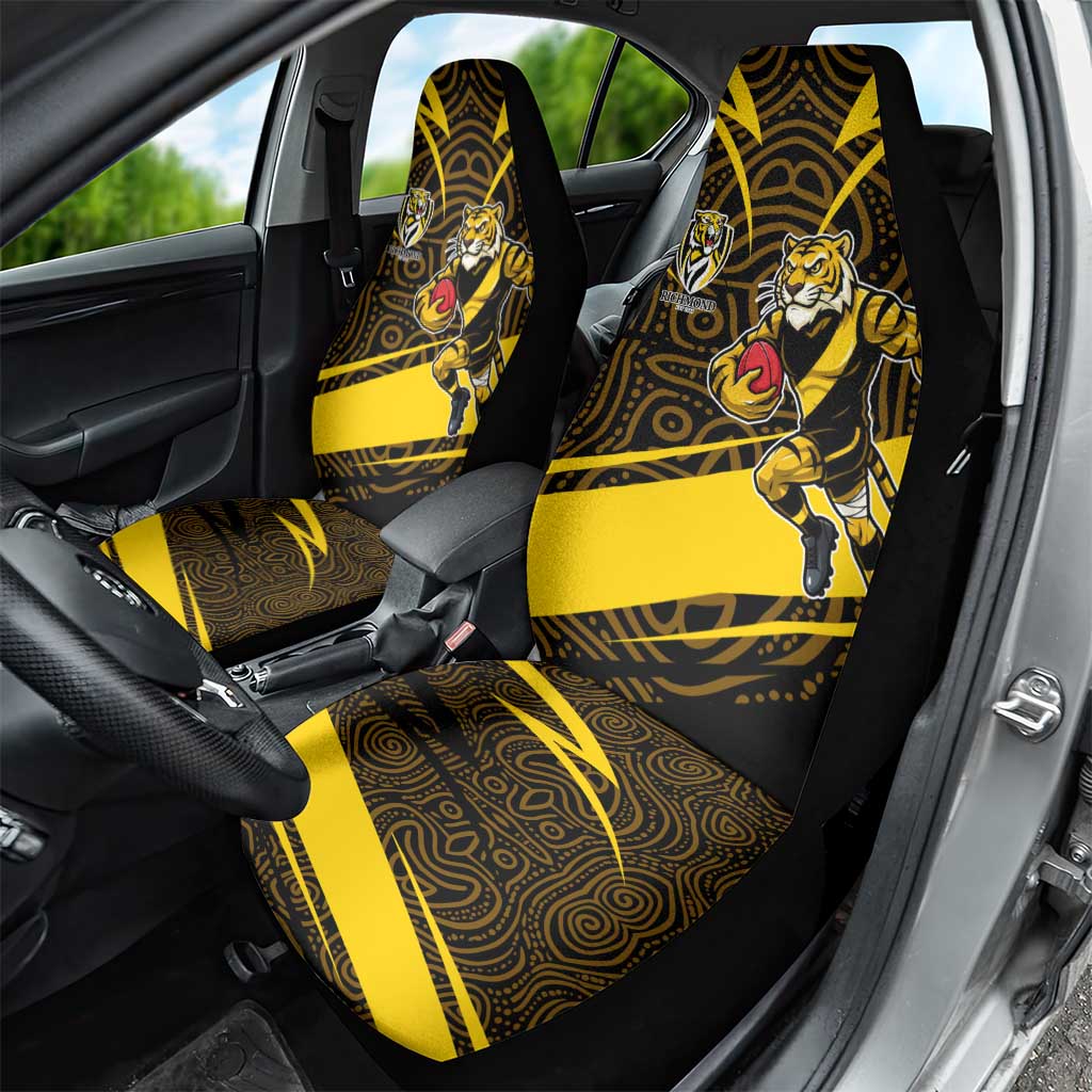 Richmond Tigers Australian Football Car Seat Cover Powerful Tiger Mascot With Indigenous Pattern Art