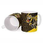 Richmond Tigers Australian Football Ceramic Mug Powerful Tiger Mascot With Indigenous Pattern Art