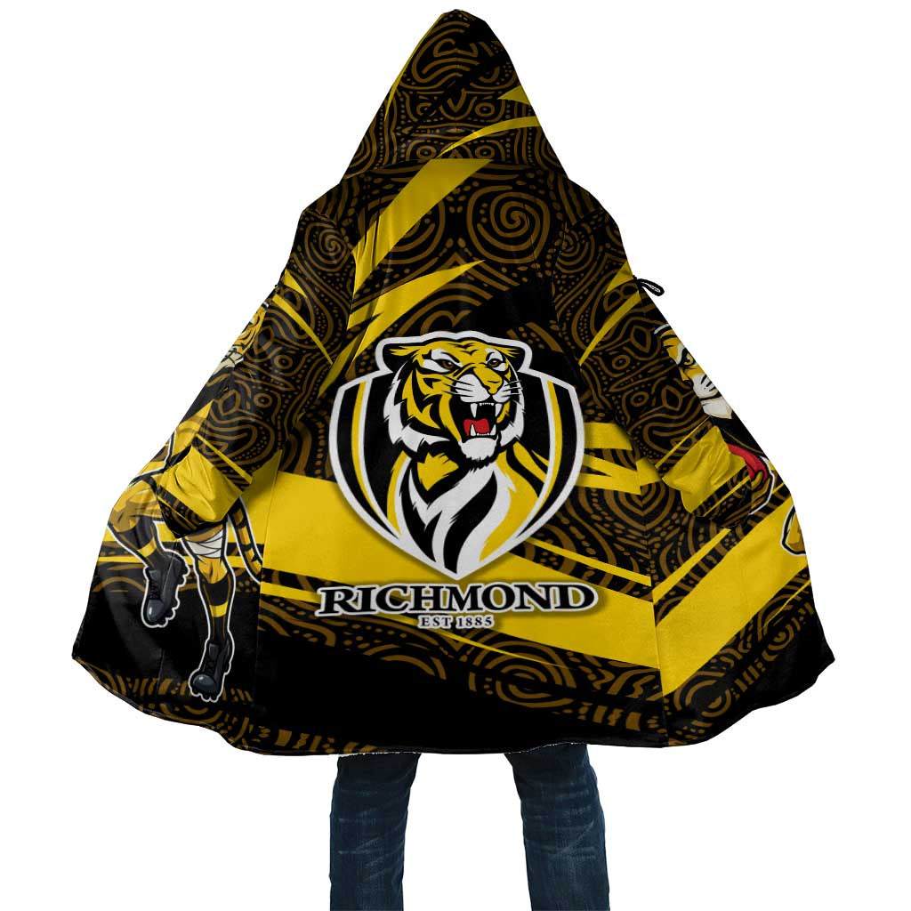 Richmond Tigers Australian Football Cloak Powerful Tiger Mascot With Indigenous Pattern Art