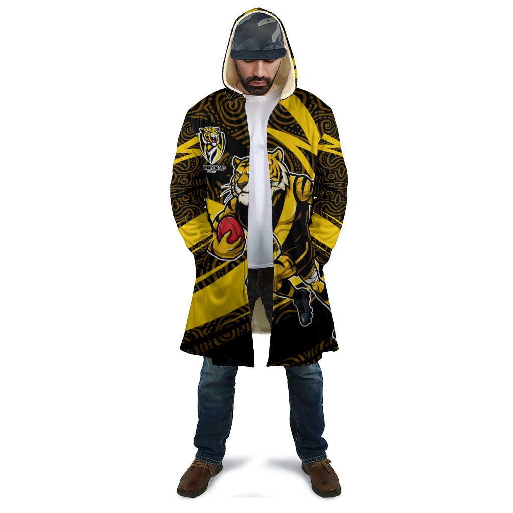 Richmond Tigers Australian Football Cloak Powerful Tiger Mascot With Indigenous Pattern Art