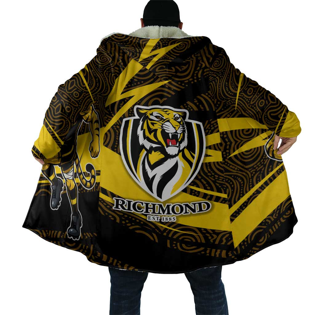 Richmond Tigers Australian Football Cloak Powerful Tiger Mascot With Indigenous Pattern Art