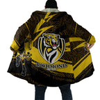 Richmond Tigers Australian Football Cloak Powerful Tiger Mascot With Indigenous Pattern Art