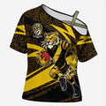Richmond Tigers Australian Football Cross Shoulder Shirt Powerful Tiger Mascot With Indigenous Pattern Art