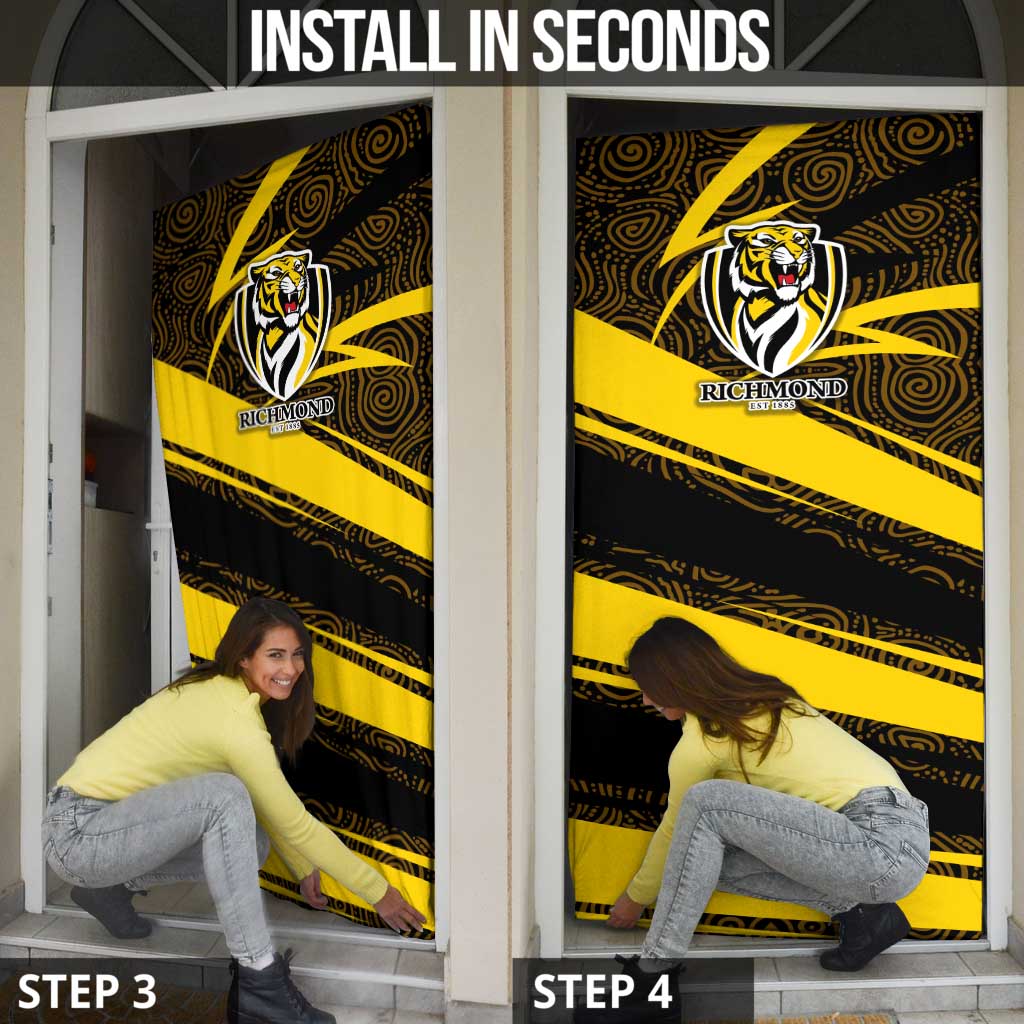 Richmond Tigers Australian Football Door Cover Powerful Tiger Mascot With Indigenous Pattern Art