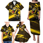 Richmond Tigers Australian Football Family Matching Puletasi and Hawaiian Shirt Powerful Tiger Mascot With Indigenous Pattern Art
