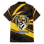 Richmond Tigers Australian Football Family Matching Tank Maxi Dress and Hawaiian Shirt Powerful Tiger Mascot With Indigenous Pattern Art