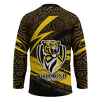 Richmond Tigers Australian Football Hockey Jersey Powerful Tiger Mascot With Indigenous Pattern Art