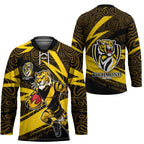 Richmond Tigers Australian Football Hockey Jersey Powerful Tiger Mascot With Indigenous Pattern Art