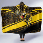 Richmond Tigers Australian Football Hooded Blanket Powerful Tiger Mascot With Indigenous Pattern Art