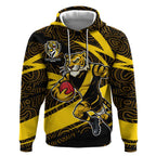 Richmond Tigers Australian Football Hoodie Powerful Tiger Mascot With Indigenous Pattern Art