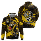 Richmond Tigers Australian Football Hoodie Powerful Tiger Mascot With Indigenous Pattern Art