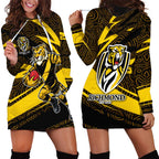 Richmond Tigers Australian Football Hoodie Dress Powerful Tiger Mascot With Indigenous Pattern Art