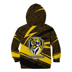 Richmond Tigers Australian Football Kid Hoodie Powerful Tiger Mascot With Indigenous Pattern Art
