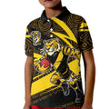 Richmond Tigers Australian Football Kid Polo Shirt Powerful Tiger Mascot With Indigenous Pattern Art
