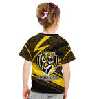 Richmond Tigers Australian Football Kid T Shirt Powerful Tiger Mascot With Indigenous Pattern Art