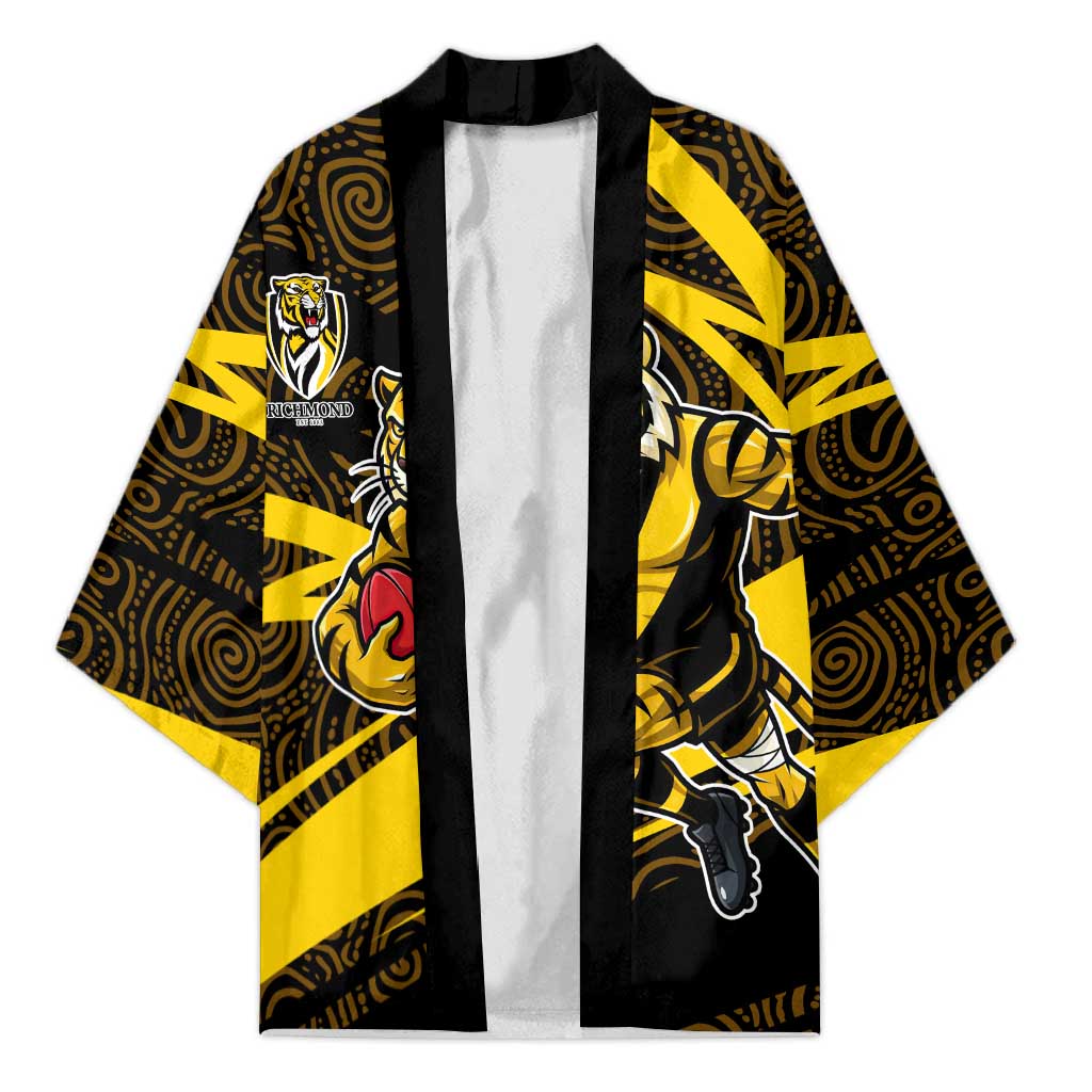 Richmond Tigers Australian Football Kimono Powerful Tiger Mascot With Indigenous Pattern Art