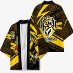 Richmond Tigers Australian Football Kimono Powerful Tiger Mascot With Indigenous Pattern Art