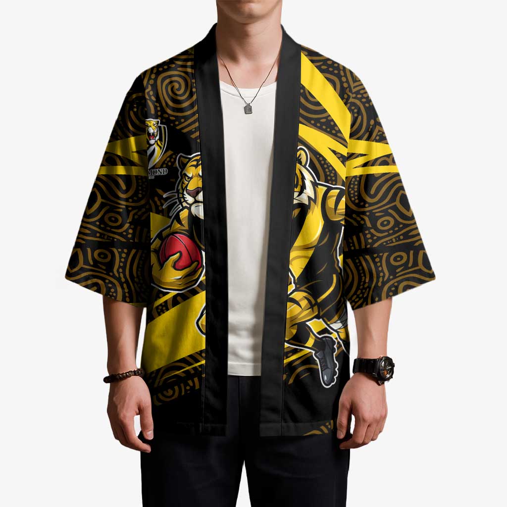 Richmond Tigers Australian Football Kimono Powerful Tiger Mascot With Indigenous Pattern Art