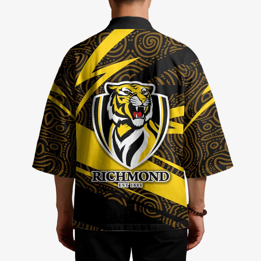 Richmond Tigers Australian Football Kimono Powerful Tiger Mascot With Indigenous Pattern Art
