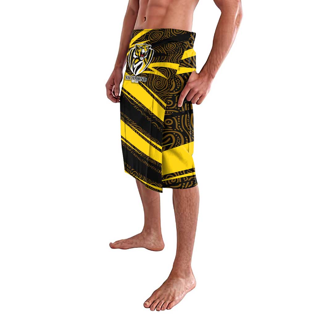 Richmond Tigers Australian Football Lavalava Powerful Tiger Mascot With Indigenous Pattern Art