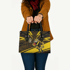 Richmond Tigers Australian Football Leather Bag Powerful Tiger Mascot With Indigenous Pattern Art
