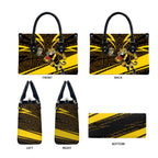 Richmond Tigers Australian Football Leather Bag Powerful Tiger Mascot With Indigenous Pattern Art