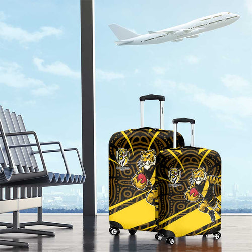 Richmond Tigers Australian Football Luggage Cover Powerful Tiger Mascot With Indigenous Pattern Art