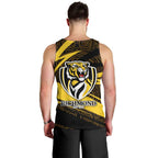 Richmond Tigers Australian Football Men Tank Top Powerful Tiger Mascot With Indigenous Pattern Art