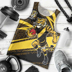 Richmond Tigers Australian Football Men Tank Top Powerful Tiger Mascot With Indigenous Pattern Art