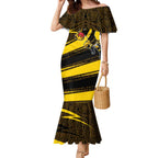 Richmond Tigers Australian Football Mermaid Dress Powerful Tiger Mascot With Indigenous Pattern Art