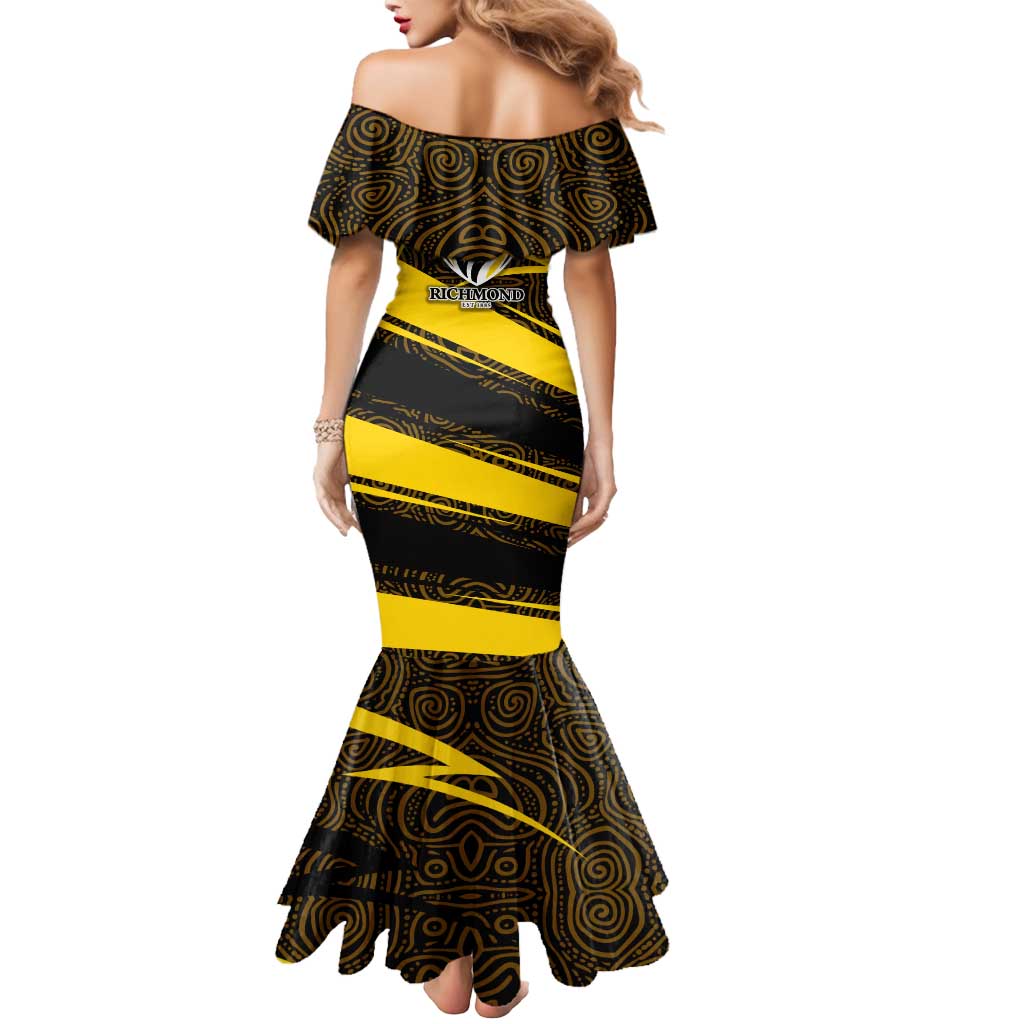 Richmond Tigers Australian Football Mermaid Dress Powerful Tiger Mascot With Indigenous Pattern Art