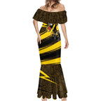 Richmond Tigers Australian Football Mermaid Dress Powerful Tiger Mascot With Indigenous Pattern Art