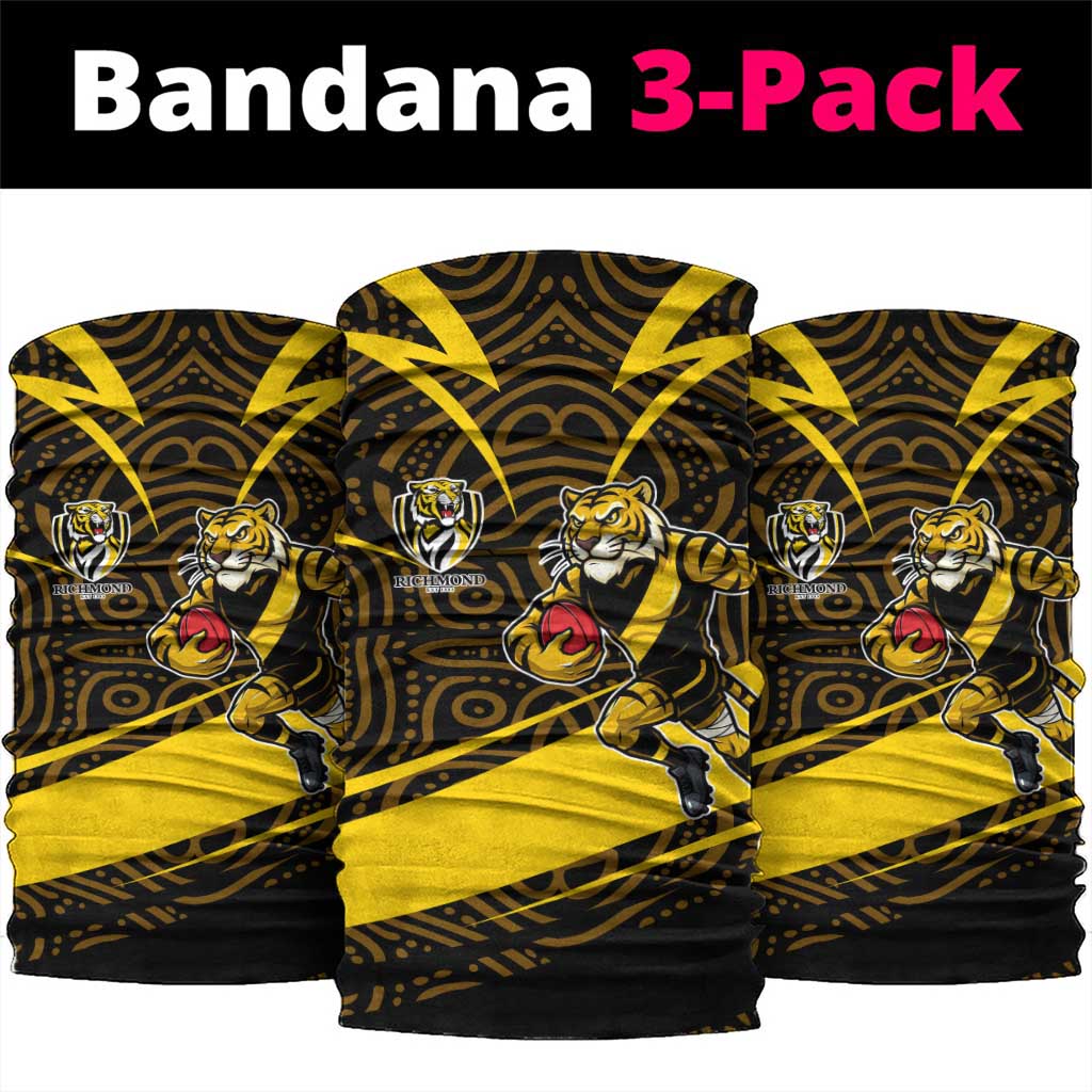 Richmond Tigers Australian Football Neck Gaiter Powerful Tiger Mascot With Indigenous Pattern Art
