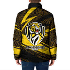 Richmond Tigers Australian Football Padded Jacket Powerful Tiger Mascot With Indigenous Pattern Art
