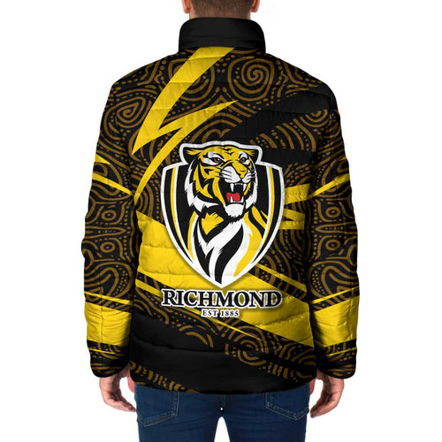 Richmond Tigers Australian Football Padded Jacket Powerful Tiger Mascot With Indigenous Pattern Art