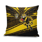 Richmond Tigers Australian Football Pillow Cover Powerful Tiger Mascot With Indigenous Pattern Art