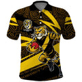 Richmond Tigers Australian Football Polo Shirt Powerful Tiger Mascot With Indigenous Pattern Art
