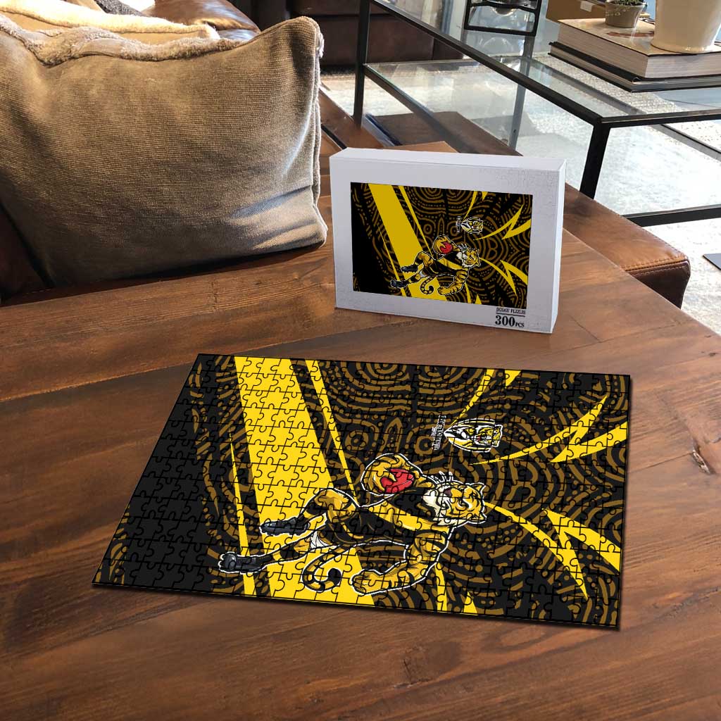 Richmond Tigers Australian Football Puzzle Powerful Tiger Mascot With Indigenous Pattern Art