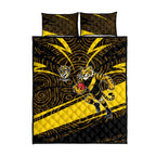Richmond Tigers Australian Football Quilt Bed Set Powerful Tiger Mascot With Indigenous Pattern Art