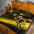 Richmond Tigers Australian Football Quilt Bed Set Powerful Tiger Mascot With Indigenous Pattern Art