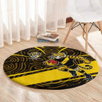 Richmond Tigers Australian Football Round Carpet Powerful Tiger Mascot With Indigenous Pattern Art