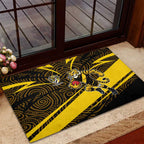 Richmond Tigers Australian Football Rubber Doormat Powerful Tiger Mascot With Indigenous Pattern Art