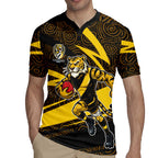 Richmond Tigers Australian Football Rugby Jersey Powerful Tiger Mascot With Indigenous Pattern Art